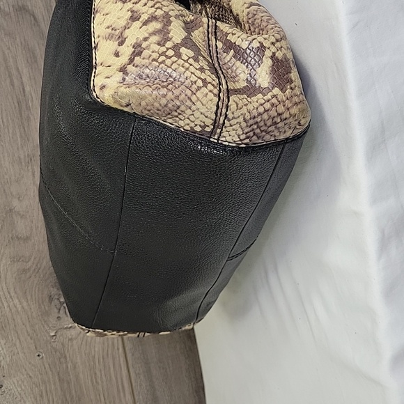 Coach Exotic Lexy Snake Black Pebble Leather Shoulder Bag F57505 - Picture 8 of 13